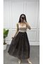 Women's Ethnic Pattern Color Gradient Lined Chiffon Skirt