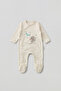 Baby Boy/Girl Overalls with Booties, Elephant Printed Snap Fastener Ecru Bodysuit Overalls 5104 - 2
