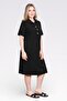 40181 Black Gold Button Detail Short Sleeve Knit Dress - 3