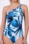 Women's One-Shoulder Back Detailed Patterned Gathering Swimsuit - 2