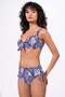 Women's Plus Size Underwire Supported Blue Ethnic Patterned Bikini Set