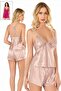 Eye-Catching Silk-Touch Satin Lace Detailed Bustier and Shorts Pajama Set - 3