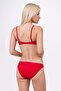 Women's Textured Fabric Red Strapless Bikini Set with Accessories - 2