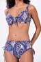 Women's Plus Size Underwire Supported Blue Ethnic Patterned Bikini Set - 2