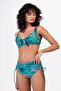 Women's Plus Size Underwire Supported Green Blue Patterned Bikini Set - 5