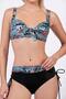 Women's Plus Size Underwire Supported Light Blue Patterned Bikini Set - 4