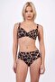 Women's Gathered Patterned Brown Bikini Set