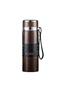 Stainless Steel Vacuum Insulated Bottle 1000ml, Leakproof Hot & Cold Flask with Strap Brown