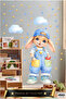 Pastel Rabbit Child - Premium Children's Wall Sticker Set with Star and Heart Figures - 3