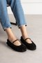 Women's Black Floral Detailed Tulle Ballerina Shoes Women's Mary Jane Transparent Design Ranova - 7