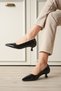 Women's Black Wrinkled Patent Leather Short Heeled Stiletto Shoes Tr20Ms03C - 2