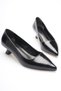 Women's Black Wrinkled Patent Leather Short Heeled Stiletto Shoes Tr20Ms03C - 3