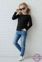 Long Sleeve Children's T-Shirt - Unisex Black Basic Cotton Crew Neck Long Sleeve Combed Cotton Children's T-Shirt - 2