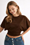 Women's Wide Sleeve Waist-Fitted Blouse - 3