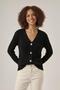 Women's Silvery Hair Knitted V-Neck Cardigan Black 25265 - 2