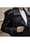 Women's Black Padded Leather Jacket with Detailed Design - 6