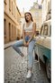 Women's Light Snow Blue Ngbutika Full Lycra High Waist Skinny Jean Pants (Recovery) - 2