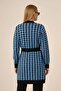 Women's Houndstooth Patterned Knitwear Cardigan Black Blue 25250 - 3