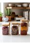3-Piece Glass Spice Jar Set with Bamboo Lid and Spoon 650 ml – 770 ml – 960 ml Vacuum Storage Jar