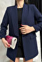 Women's Blazer Jacket Shawl Collar Cuff Gathered Long Sleeve Pocket Look Regular Fit Lined Jacket - 2