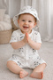 100% Cotton Short Sleeve Panda Patterned Unisex Baby & Kids Summer Jumpsuit with Hat - 2