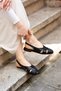 27050 Genuine Leather Open Back Women's Ballerinas - 5