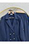 Seda Hidden Pocket Gold Buttoned Jacket and Trousers Set-Gs527 Navy Blue - 3
