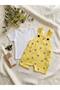 Yellow Bee Patterned Baby Salopet Set 100% Cotton Summer Shorts Jumpsuit - 3