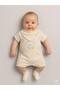 Teddy Bear Embroidered Baby Boy Snap Fastener Ecru Jumpsuit
