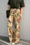 Imported Fabric Ethnic Patterned High-Waist Wide-Leg Jeans