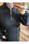 Women's Hijab Set Diving Fabric Half-Patched Zippered Top and Bottom Set - 2