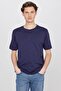 تي شيرت رجالي أساسي باللون الأزرق الداكن L2520112411-Darknavy - 2