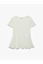 Bürümcük Short Sleeve Crew Neck Peplum T-Shirt - 3