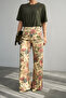 Imported Fabric Ethnic Patterned High-Waist Wide-Leg Jeans - 4