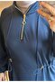 Women's Hijab Set Diving Fabric Half-Patched Zippered Top and Bottom Set - 3