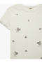 Cotton Short Sleeve Crew Neck Sequined Floral T-Shirt - 5