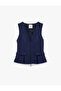 Pocket Detailed Zippered Sleeveless V-Neck Peplum Vest - 3