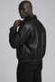 Half Oversize Unisex Vintage Men's Black Leather Jacket - 8