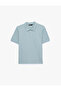 Cotton Short Sleeve Pique Fabric Buttoned Polo Collar Slim Fit T-Shirt - 3