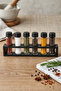 6-Piece Glass Spice Rack Set with Black Wooden Stand - 2