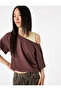 Comfortable Fit Athlete Detailed Crew Neck Cotton Crop T-Shirt