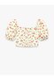 Linen Viscose Blended Gipeli Slim Fit Poplin Square Collar Crop Balloon Sleeve Strawberry Patterned Blouse - 7