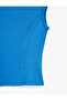 Cotton Crew Neck Slim Fit Sleeveless Waist Accent Cobalt Blue T-Shirt - 5