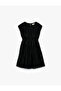 Crew Neck Glittered Slim Pleated Sleeveless Dress