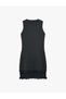 Ruffled Crew Neck Sleeveless Viscose Knitwear Mini Dress with Tassel Detail at the Hem - 4