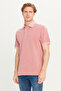 100% Cotton Regular Fit Normal Cut Pink Polo Neck T-Shirt