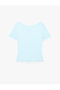 Cotton Draped Lace Detailed Short Sleeve Crew Neck T-Shirt - 4