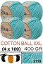 Natural Cotton XXL - 4 mm Taranabilir Macramé Thread - 2119 Mint (Pack of 4)