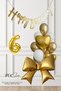 Gold White Theme with Gold Bow Balloons and Gold Banner Birthday Decoration Balloon Set Set241