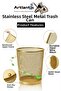 Colorful Trash Can with Stainless Steel Mesh 1 Piece Office Desk School Trash Can Metal Perforated Easy Use - 5